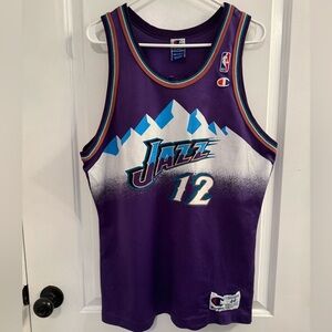 Vintage Champion NBA John Stockton #12 Utah Jazz Purple Mountain Jersey 44